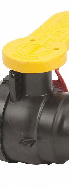 BANJO Manual Two-Way Ball Valve: 2 in, Polypropylene, Straight, Female Buttress x Male Camlock (MPN W230238). Key specifications — Brand: BANJO; Handle: Lever.