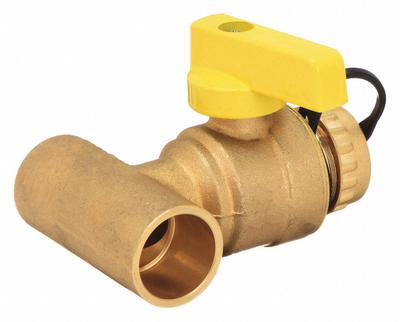 WEBSTONE Boiler Drain Valve: 1 in, Brass, 600 psi Max. Op Pressure, Full Port Ball Port - Brass Purge Valves
