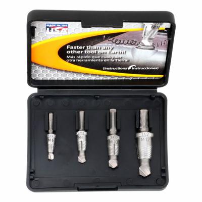 ALDEN Screw Extractor Set: 4 Pc, Single End Extractor Bit - Single-Ended Extractor/Drill Bit Sets