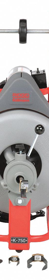 RIDGID Drain Cleaning Machine: Corded, K-750, For 3 in to 8 in Pipe, 3/4 in Cable Dia., Auto (MPN 42007). Key specifications — attr517439: K-750; attr517433: Corded.