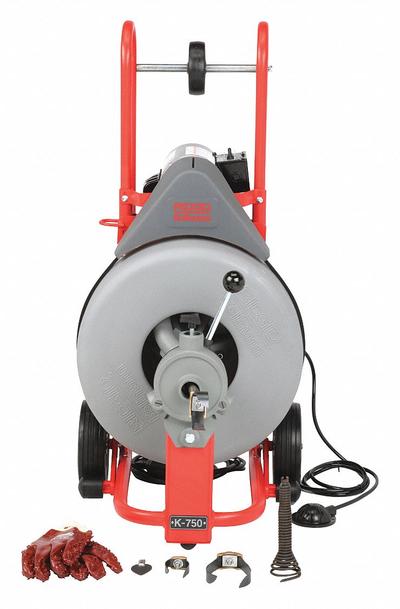 RIDGID Drain Cleaning Machine: Corded, K-750, For 3 in to 8 in Pipe, 3/4 in Cable Dia. - Corded Drum Machines