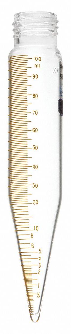 LK INDUSTRIES Centrifuge Tube: 100 mL, Centrifuge Tube, 14 mm Body Dia, 203.2 mm Overall Ht, Rubber (MPN S12CWTHD). Key specifications — Graduated: Yes; Includes Closure: Yes; Body Color: Colorless; Brand: LK INDUSTRIES; Bottom Shape: Conical.
