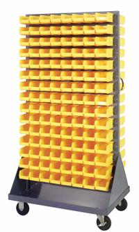 QUANTUM STORAGE SYSTEMS Mobile Louvered Floor Rack: 36 in x 24 in x 72 in, 240 Bins Included, Yellow (MPN QMD-36H-220YL). Key specifications — Bin Width: 4-1/8 in; Color: Gray; Caster Wheel/Configuration: (2) Swivel; Caster Wheel/Tread Material: Hard Rubber; Bin Color: Yellow; Bin Depth: 7-3/8 in; Bin Height: 3 in; Brand: QUANTUM STORAGE SYSTEMS.