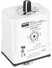 DAYTON Single Function Time Delay Relay: Socket Mounted, 12V DC, 10 A, 11 Pins/Terminals, Off Delay (MPN 24EN81). Key specifications — Brand: DAYTON.
