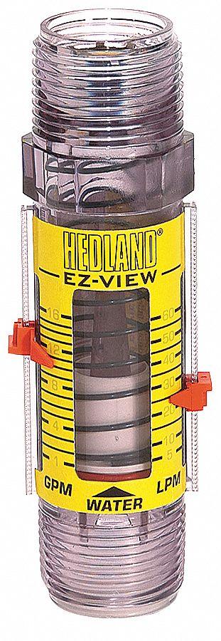 HEDLAND Mechanical Flowmeter: Flow Meter, Scale, Variable Area, Inline, Universal - Inline Flowmeters for Water