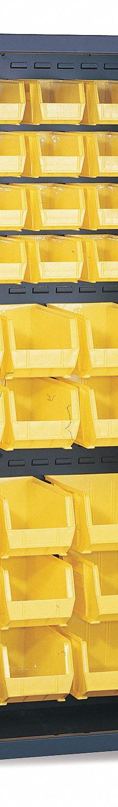 VALLEY CRAFT Bin and Shelf Cabinet: 48 in x 24 in 78 in, 0 Shelves, 147 Bins, Yellow, Flush, Gray (MPN F87843A3). Key specifications — Bin Color: Yellow; Bin HxWxD: (13) 7 in x 8-1/4 in x 14-3/4 in; Assembled: Assembled; Cabinet Style: Shelf and Bin; Brand: VALLEY CRAFT; Cabinet Color: Gray; Cabinet Finish: Powder Coated; Cabinet Material: Steel.