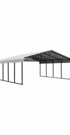 ARROW Arrow Carport,20x20 ft.,Eggshell: 20 ft Overall Lg, 20 ft Overall Wd, 7 ft Overall Ht, Steel (MPN CPH202007). Key specifications — Brand: ARROW; Roof Color: Eggshell; Frame Color: Black; Includes: Anchors.