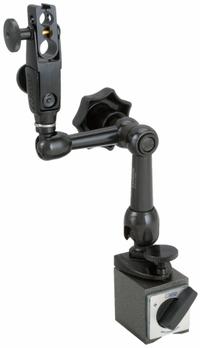 NOGA Magnetic-Base Indicator Holder: Magnetic-Base Indicator Holder, Articulating Arm, Magnetic Base (MPN NF6160). Key specifications — attr1184043: NOGA; attr1200946: Magnetic-Base Indicator Holder; attr1184025: Fine Adjust Top (FAT); Fine Adjust Bottom (FAB); attr1184013: NF6160; attr1184031: On/Off Knob; attr1184022: Magnetic; attr1184027: 40 mm L x 30 mm W x 35 mm H.