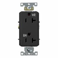 LEVITON Decora Plus Duplex Receptacle Outlet: Duplex, 5-20, Black, 125V AC, 20 A, 2 Pole / 3 Wire (MPN WDR20-E)