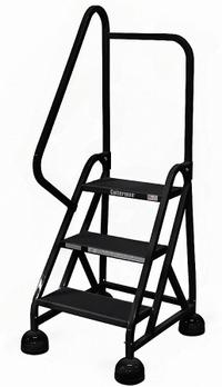 COTTERMAN Rolling Ladder: 2.3 ft Platform Ht, Partially Assembled, Steel, Wt-Actuated Auto-Lock (MPN ST-302 A2 C7 P5). Key specifications — Includes Handrails: Handrails Included; Material: Steel; Brand: COTTERMAN; Color: Black.