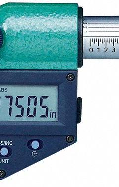 INSIZE IP65 Digital Outside Micrometer: 1 in to 2 in /25 mm to 50 mm, Inch/Metric, IP65 (MPN 3101-50E). Key specifications — attr1182744: 0.00005 in/0.001 mm; attr1182751: Certificate of Inspection; attr1182776: IP65; attr1182741: INSIZE; attr1182743: +/- 0.00008 in; attr1182759: Yes.