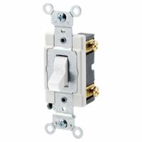LEVITON Wall Switch: Toggle Switch, Single Pole, Maintained, White, 120/277V AC, 20 A (MPN CSB1-20W). Key specifications — Illuminated: No; Voltage Rating: 120/277V AC.