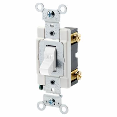 LEVITON Wall Switch: Toggle Switch, Single Pole, Maintained, White, 120/277V AC - Toggle Wall Switches