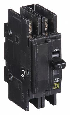 SQUARE D Miniature Circuit Breaker: 35 A, 120/240V AC, Single Phase, 10kA at 120/240V AC, 2 Poles (MPN QOU235). Key specifications — Phase: Single; Amps: 35 A; AC Voltage Rating: 120/240V AC; Max. AIR Rating: 10kA at 120/240V AC; For Use With: Heating; Brand: SQUARE D.