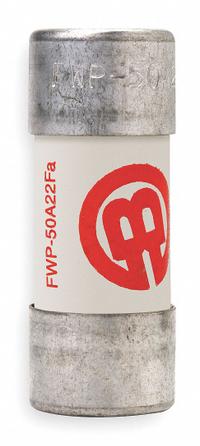 Semiconductor Fuse: FWP Series, Fast-Acting, 50 A, 700 V AC, 700 V DC DC Volt Rating, Non-Indicating (MPN FWP-50A22F). Key specifications — Series: FWP; Brand: BUSSMANN; Voltage Type: AC/DC.