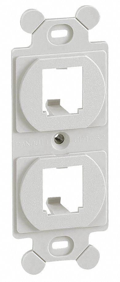PANDUIT 106 Module Frame: Duplex/Mini Com, White, 2 Ports - Voice & Data Housings