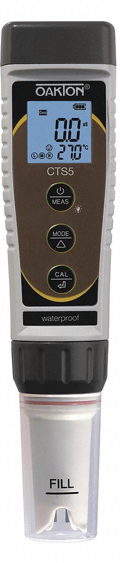 OAKTON Pocket Multiparameter Meter: Conductivity, Waterproof Conductivity Pocket Tester (MPN 3563442). Key specifications — Test Parameters: Conductivity; Manufacturer Part Number: 3563442; Configured Test Parameters: Conductivity; Measurement Components Included: Waterproof Conductivity Pocket Tester; Other Accessories Included: Plastic storage case, lanyard, and four AAA batteries; Reagents and Solutions Included: Reagents Sold Separately.