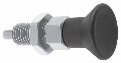 KIPP Indexing Plunger: Nonlocking, 18-8 SS Body w/ 400 SS Plunger - Extended-Pin Pull-Knob Indexing Plungers with Jam Nut