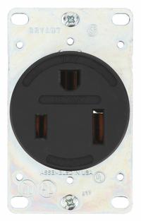 BRYANT Receptacle: Single, 5-50, Black, 125V AC, 50 A, 2 Pole / 3 Wire (MPN 9550FR)