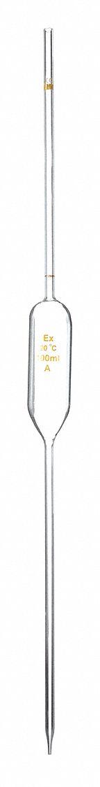 APPROVED VENDOR Volumetric Pipette: 100 mL Capacity, 100 mL Graduation Increments, Non-Sterile (MPN 5PTE2). Key specifications — attr1080643: Non-Sterile; attr1073884: APPROVED VENDOR; attr1080635: Not Individually Wrapped; attr1080640: Volumetric; attr1080636: Glass; attr1080641: Volumetric Pipette.