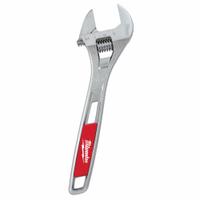 MILWAUKEE Adjustable Wrench: Alloy Steel, Chrome, 10 in Overall Lg, 1 3/8 in Jaw Capacity (MPN 48-22-7410). Key specifications — attr309359: Chrome; attr324924: MILWAUKEE; attr309358: Alloy Steel.