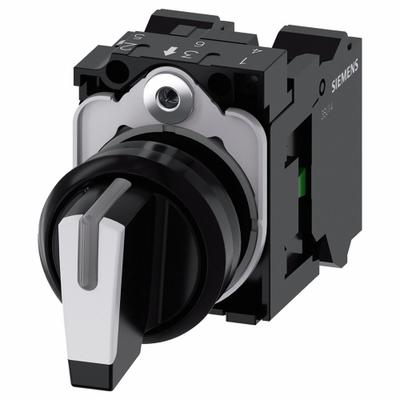 Siemens Selector Switch: 22 mm Panel Mounting Size, 3 Positions, Short Lever, 1NO - Illuminated Selector Switches