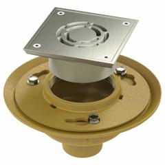 BESTCARE Floor Drain: Square, Stainless Steel, Satin, 9 in Overall Dia, 6 1/4 in Overall Ht, Slotted (MPN WHFD-5SQ-2NH). Key specifications — Brand: BESTCARE; Grate Color: Silver; Includes: Vandal Resistant Screws; Connection Type: No Hub; Finish: Satin.