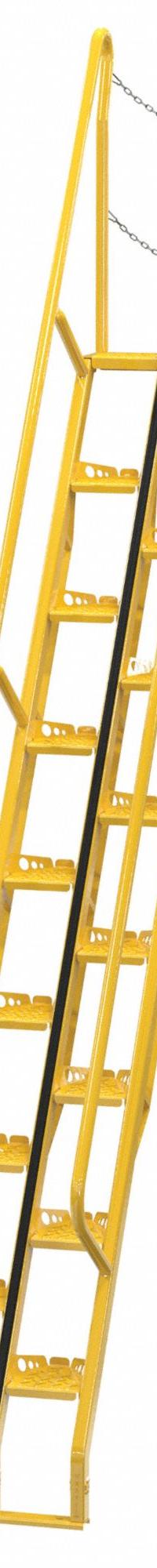 VESTIL Alternating Tread Stairs: 14.5 ft Overall Ht, Steel, 350 lb Load Capacity, Perforated (MPN ATS-11-56). Key specifications — Color: Yellow; Brand: VESTIL.