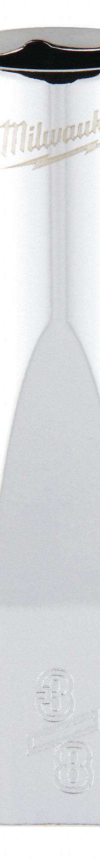 MILWAUKEE Deep Well Socket: SAE, 1/4 in Drive Size, 3/8 in Socket Size, 6-Point, Deep, Chrome (MPN 45-34-9018). Key specifications — attr1204417: MILWAUKEE; attr1204392: Chrome.