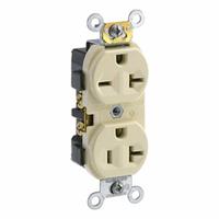 LEVITON Plugs and Receptacles: Duplex, 5-20, Ivory, 125/250V AC, 20 A, 2 Pole / 3 Wire (MPN 5842-I)