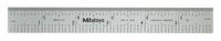 MITUTOYO Rigid Rule: 182-103, 6 in, 0.05 in Thick, 1/100 in/1/64 in, Chrome, Black, Rigid, Vinyl, 5R. Key specifications — attr939978: 1/64 in; attr934745: MITUTOYO; attr944504: Inside Read; attr944509: Chrome; attr939993: Decimal; attr986193: Etched.