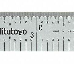 MITUTOYO Rigid Rule: 182-103, 6 in, 0.05 in Thick, 1/100 in/1/64 in, Chrome, Black, Rigid, Vinyl, 5R. Key specifications — attr939978: 1/64 in; attr934745: MITUTOYO; attr944504: Inside Read; attr944509: Chrome; attr939993: Decimal; attr986193: Etched.
