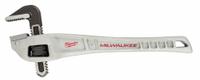 MILWAUKEE Offset Pipe Wrench: Aluminum, 2 in Jaw Capacity, Serrated, 14 in Overall Lg, Ergonomic (MPN 48-22-7184). Key specifications — attr309808: Ergonomic; attr309815: Aluminum; attr324941: MILWAUKEE.