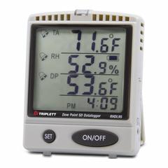 TRIPLETT Temperature Datalogger: 0%to 99.9% Relative Humidity Measured, 14°C to 158°F, -10°C to 70°C (MPN RHDL95). Key specifications — Interface: SD Card; Parameters Measured: Relative Humidity; Brand: TRIPLETT; Features: Saves Data to included SD Card; Includes: (3) AA Batteries; Software Options: No Software Required; Data Logger Type: Temperature.