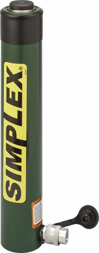 SIMPLEX Hydraulic Ram: Single Acting, 25 ton Nominal Capacity, 12 in Nominal Stroke Lg, Steel (MPN R2512). Key specifications — attr98927: SIMPLEX.