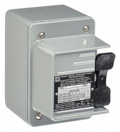 SQUARE D Manual Motor Starter: Non-Reversing, 1 Poles, 16 A, Thermal Protection - Enclosed Non-Reversing Starters with Thermal Overloads