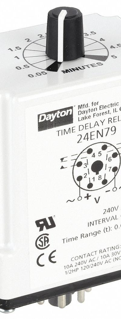 DAYTON Single Function Time Delay Relay: Socket Mounted - Socket-Mounted Relays