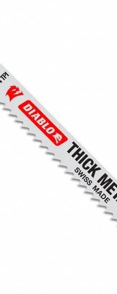 DIABLO Jigsaw Blade: 17/14, 3 5/8 in Blade Lg, High Speed Steel, T Shank, Metal, 5 Pieces, 5 PK (MPN DJT118B5). Key specifications — attr1097716: Thick Metal; attr1097715: High Speed Steel; attr1097719: 17/14; attr1097728: DIABLO.