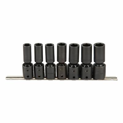 PROTO Impact Socket Set: 1/2 in Drive Size, 7 Pieces, 13 mm to 19 mm Socket Size Range - Metric Flex Impact Socket Sets