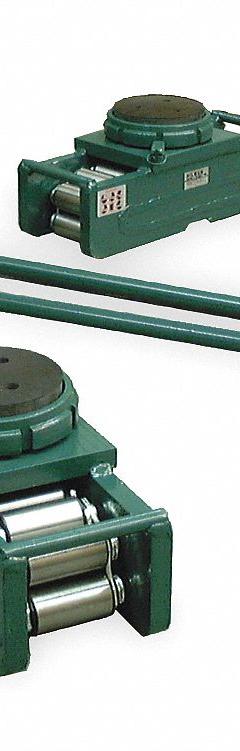 HILMAN ROLLERS Machine Roller Kit: 400,000 lb, 9 in Deck Ht, 7 1/2 in L x 7 1/2 in W, (4) Rollers (MPN RS-200-SLP). Key specifications — Top Plate Surface: Rubber Padded; Includes: (2) Handles; Brand: HILMAN ROLLERS; Color: Green.