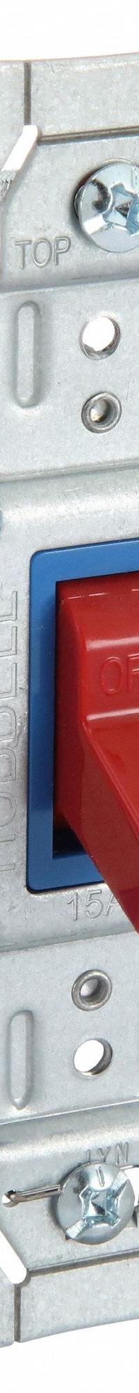 HUBBELL Wall Switch: Toggle Switch, Single Pole, Maintained, Red, 120/277V AC, 15 A (MPN SNAP1201R). Key specifications — Illuminated: No; Voltage Rating: 120/277V AC.