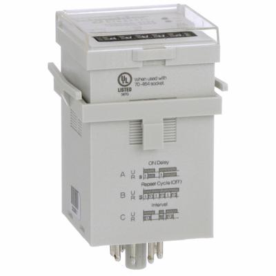 SCHNEIDER Multi-Function Time Delay Relay: Panel Door Mounted, 240V AC, 12 A - Panel Door-Mounted Relays