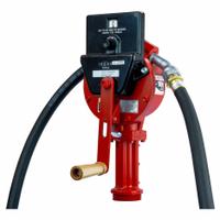 FILL-RITE Hand Pump: Rotary, Pump with Meter, Hose & Nozzle, Bung, 12.8 oz per stroke, Aluminum (MPN FR112CL). Key specifications — Brand: FILL-RITE; Seal Material: Carbon; Suction Tube Material: Steel; Maximum Flow Rate: 12.8 oz per stroke; Spout/Nozzle: Manual Aluminum Nozzle.