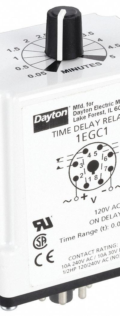 DAYTON Single Function Time Delay Relay: Socket Mounted - Socket-Mounted Relays