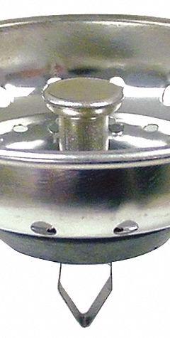 KISSLER Strainer: 3 in Overall Dia, 3 in Overall Ht, Stainless Steel, Chrome, Silver, Push and Twist (MPN 59-2005). Key specifications — Material: Stainless Steel; Color: Silver; Connection Type: Push and Twist; Brand: KISSLER; Application: Sink Drain.