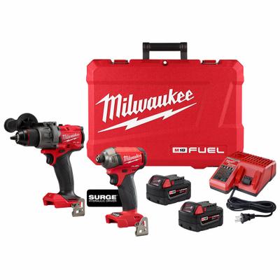 MILWAUKEE Cordless Tool Combination Kit: 2 Tools, Drill/Driver/Hammer Drill, 18 V DC Volt - Milwaukee 18V Cordless Tool Combination Kits