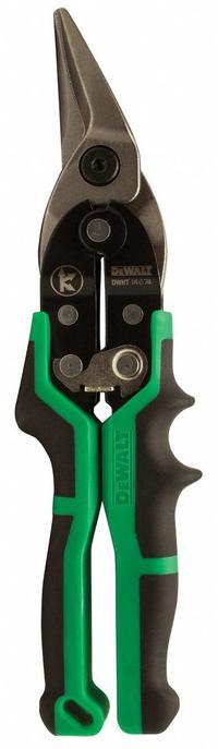 DEWALT Aviation Snip: Right, 10 in Overall Lg, 2 3/4 in Cutting Lg, Steel, Multi-Component, Steel (MPN DWHT14674). Key specifications — attr308531: Multi-Component; attr308530: Steel; attr308532: Steel; attr308533: Yes; attr308535: Sheet Metal; attr308541: 18 ga to 22 ga; attr308546: Right; attr324897: DEWALT.