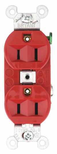 BRYANT Receptacle: Duplex, 5-15, Red, 125V AC, 15 A, 2 Pole / 3 Wire (MPN 5262BRED)