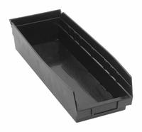 QUANTUM STORAGE SYSTEMS Shelf Bin: 17 7/8 in Overall Lg, 6 5/8 in x 4 in, Black, Nesting Capable (MPN QSB104BR). Key specifications — Brand: QUANTUM STORAGE SYSTEMS; % Recycled Content: 100%; Manufacturer Part Number: QSB104BR; Includes Dividers: Dividers Not Included; Electrostatic Discharge: Not Electrostatic Discharge Conductive.