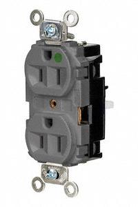 HUBBELL Receptacle: Hospital Grade, Duplex, 5-15R, Gray, 125V AC, 15 A, 2 Pole / 3 Wire (MPN HBL8200STGY)